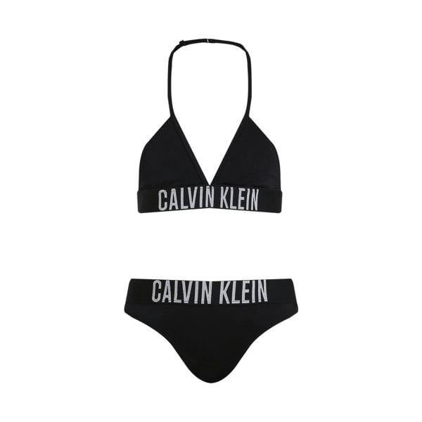 Calvin Klein Girls Lettering Tie Detail Bikini Set - Black - 