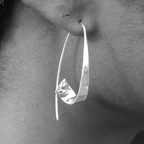 Flared Ribbon Silver Hoop Earrings - Otis Jaxon Silver Jewellery