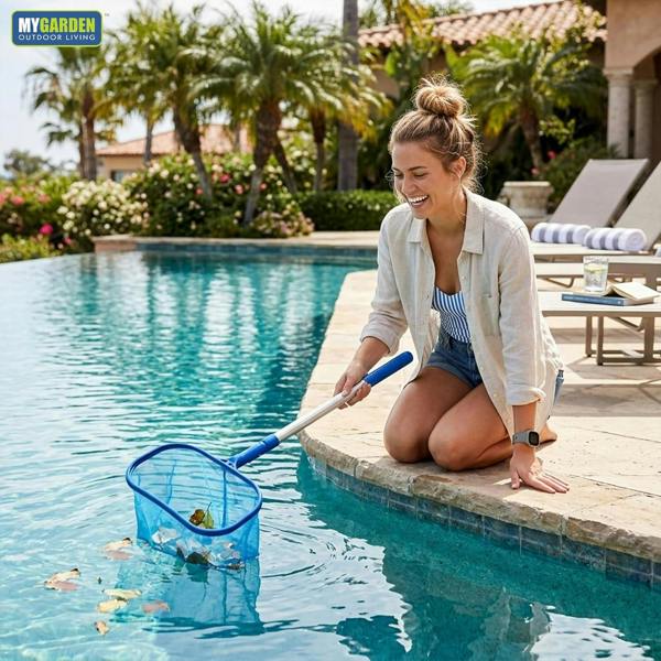 My Garden Outdoor Living My Garden Extendable Leaf Skimmer 122 cm - Swimming Pool Skimmer with Fine Mesh & Aluminium Handle for Leaves, Bugs & Debris