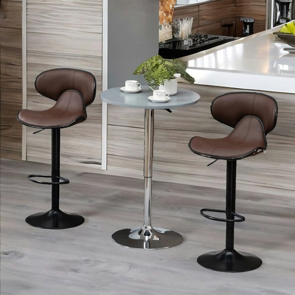 Rafaelo Mobilia Set Of 2 Brown Adjustable Swivel & Adjustable Height