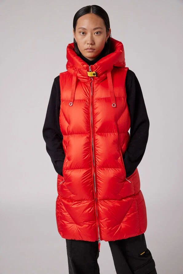 Parajumpers Zuly Red Long Down Gilet Jacket