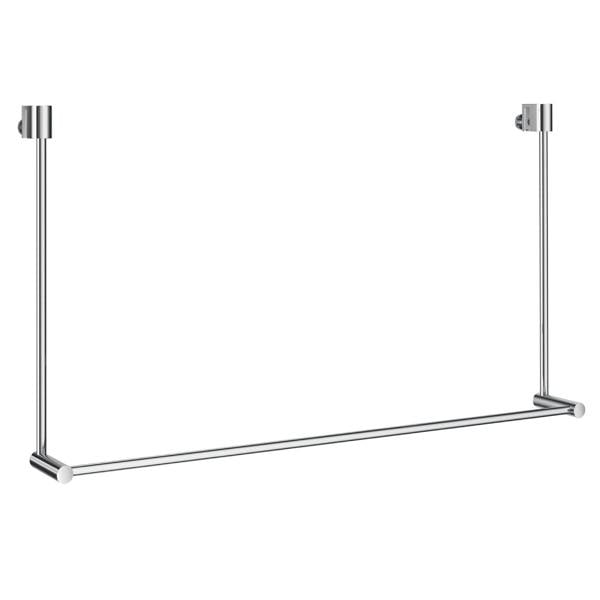 Polished chrome towel rail for glass shower panel