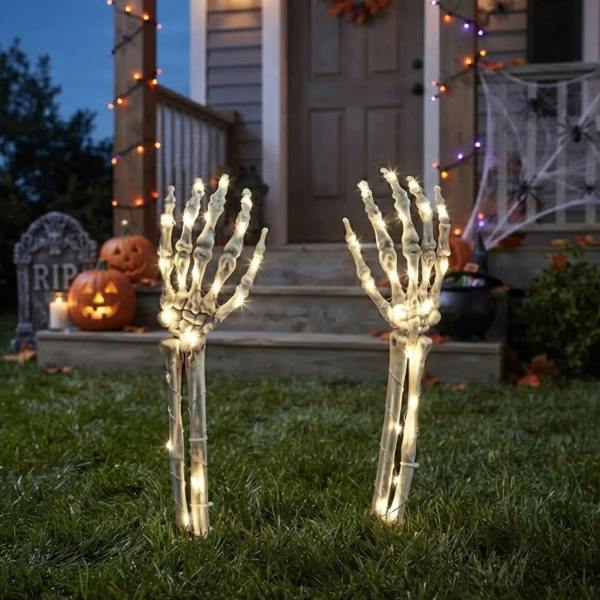 Garden Greatness Spooky Light Up Skeleton Arms Halloween Stake