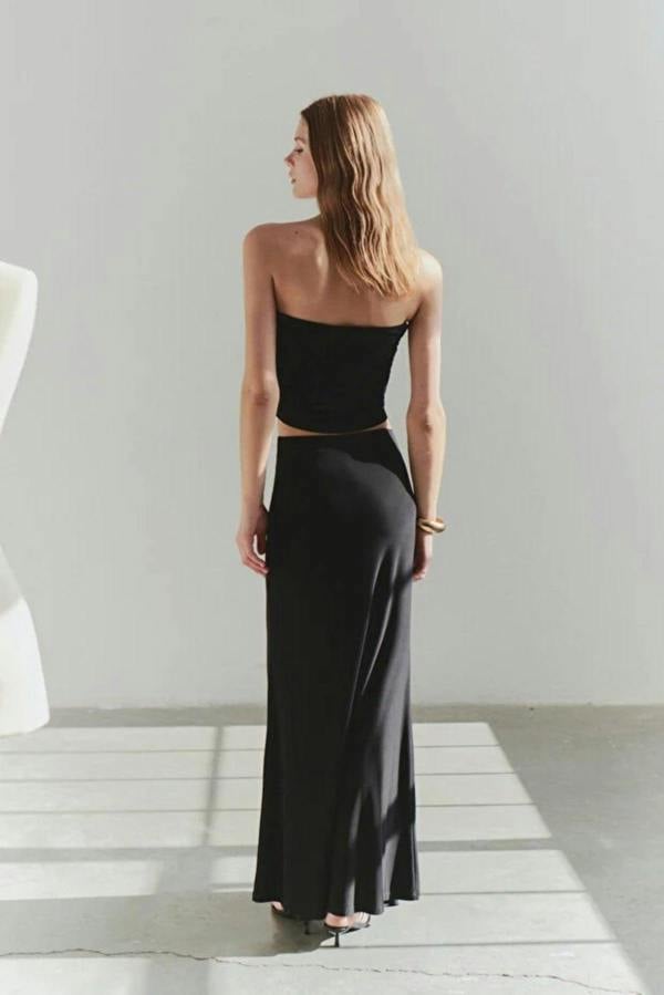 WOVCOR Knit Long Skirt with Accessory Detail