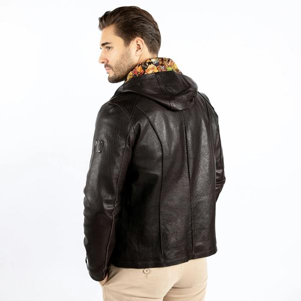 The Vintage Rider Leather Hoodie - Premium Men's Patterned Shirt by Claudio Lugli | Bold Design, Tailored Fit, Best Printed Shirts