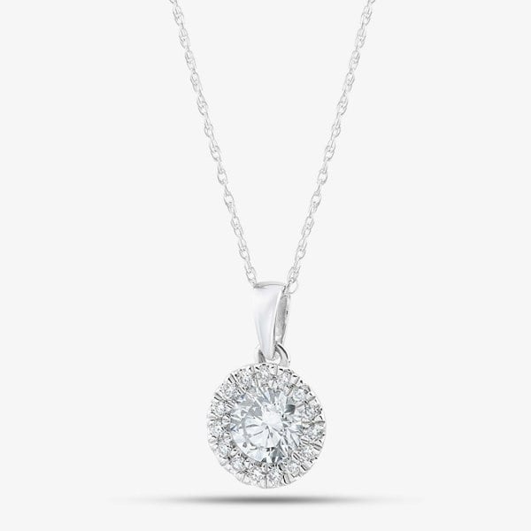 T. H. Baker 9ct White Gold Certified Lab Grown 0.60ct Brilliant Cut Diamond Halo Pendant Necklace LGP3125-60 (WG)