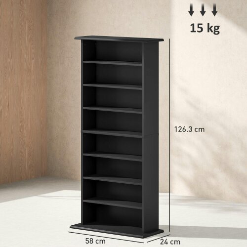 Wyld Haus Kael 126cm Wood Black Bookcase Storage Unit Shelving Unit