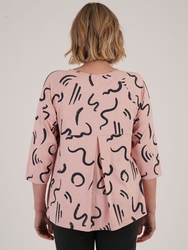 PennyPlain Athleisure Flex Lounge Raglan Top  - Dusk Print