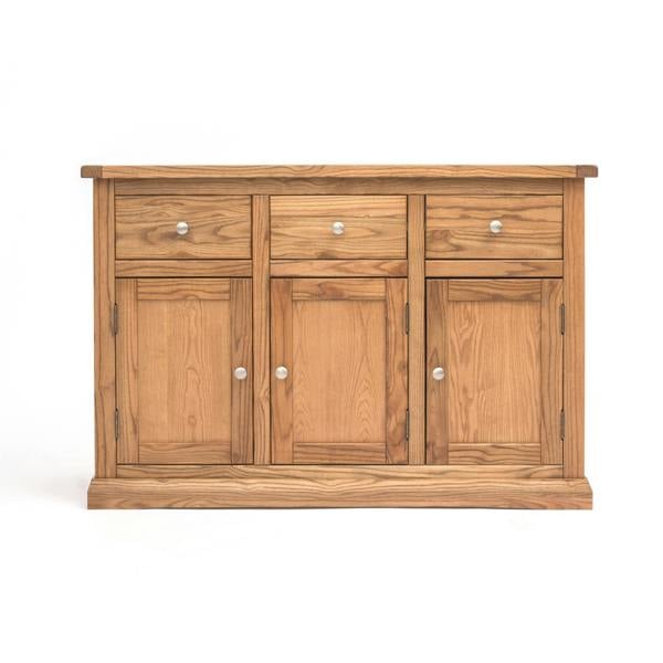 Salerno Light Wood 3 Drawer 3 Door Sideboard Chrome Knob