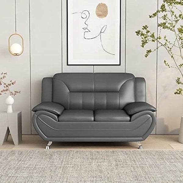 SQUAREBOXX Eclipse Leather 3+2 Seater Sofa in Grey
