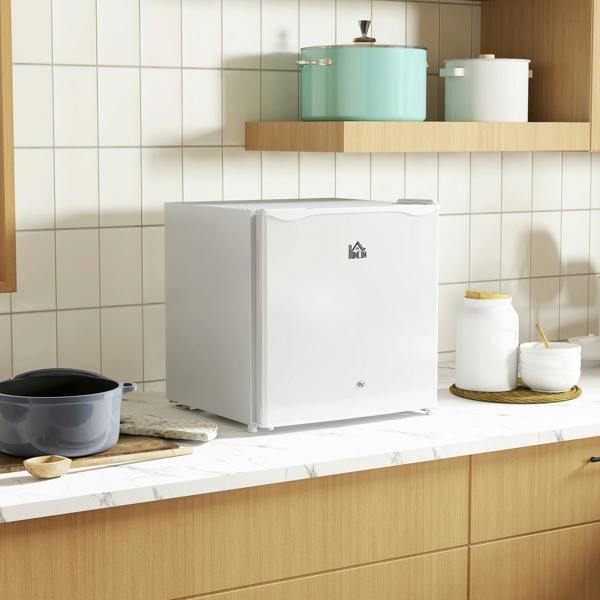 HOMCOM 46L Counter Top Fridge Mini Fridge with Lock Chiller Box - Cream White