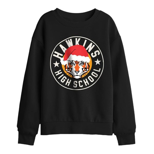 Stranger Things Kids Hawkins Badge Christmas Sweatshirt - Black