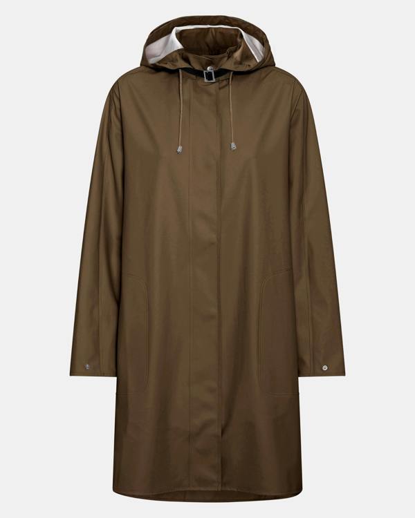 Ilse Jacobsen Rain Womens A - Line Rubberised Raincoat - Mud 206 | CHO | Designer Womens Rain Coats