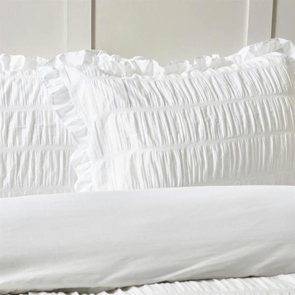 Seersucker Frill White Duvet Cover Set