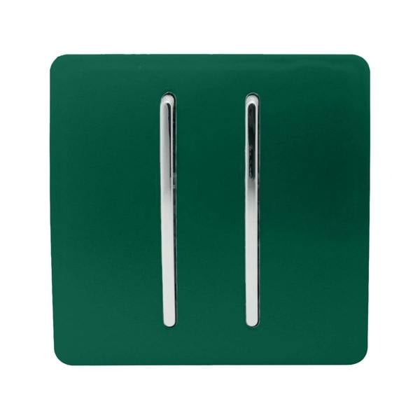 Trendi Switch 2 Gang 1 or 2 way Rocker Light Switch in Dark Forest Green