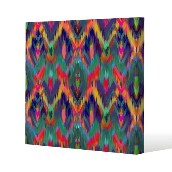 Benjamin Tate Design Abstract ethnic ikat pattern Slim Style Canvas Print  30x30cm , 15mm Slim Real wood.