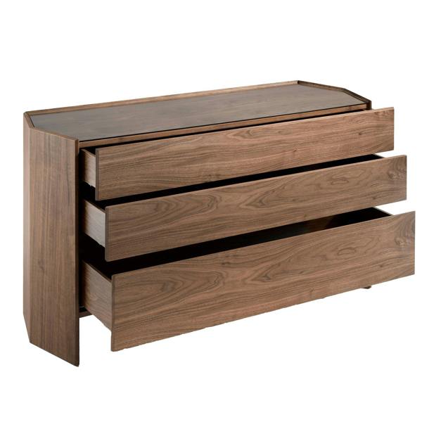Angel Cerdá Chest of Drawers Walnut With Tempered Glass Top 7073
