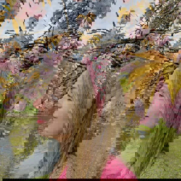 pink jewelled headband for wedding guest