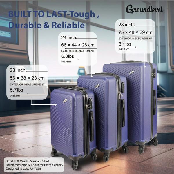 Groundlevel XL Delta Hard Shell 3 Piece Luggage Set