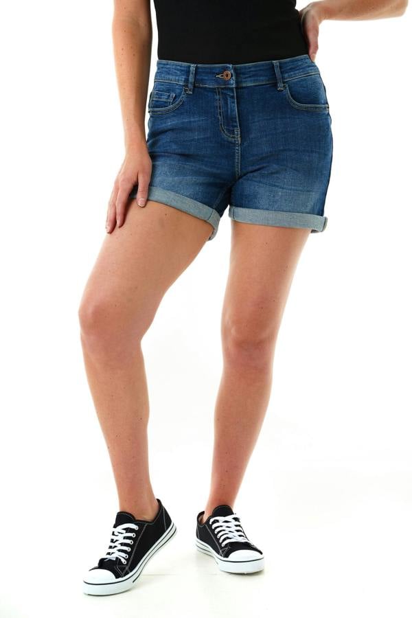 Smart Living Ladies Boyfriend Denim Shorts - Mid Blue