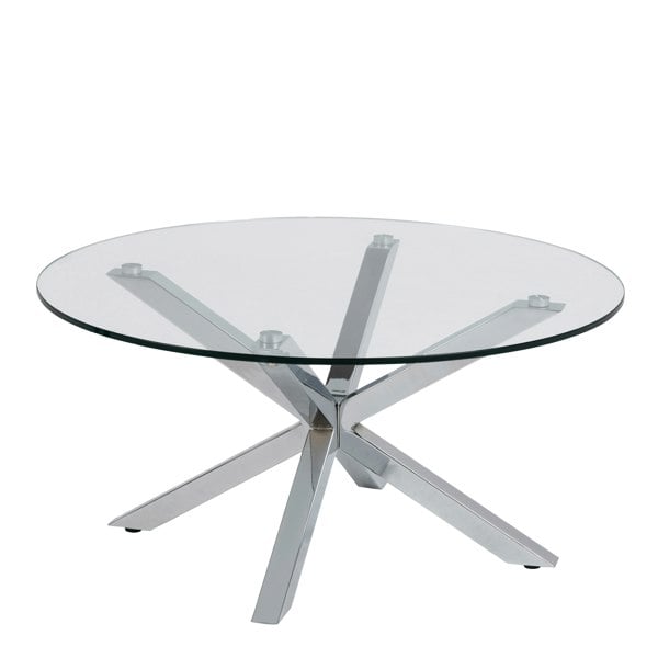 Furniture To Go Heaven Round Coffee Table with Glass Top and Chrome Legs