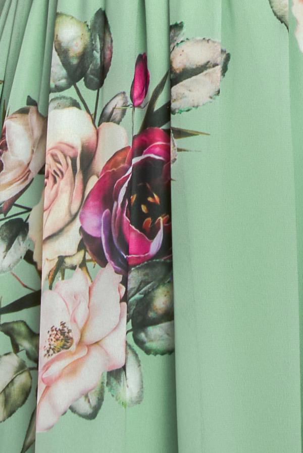Sustainable Printed Flutter Sleeve Maxi Dress - Duck Egg DR1582BBS