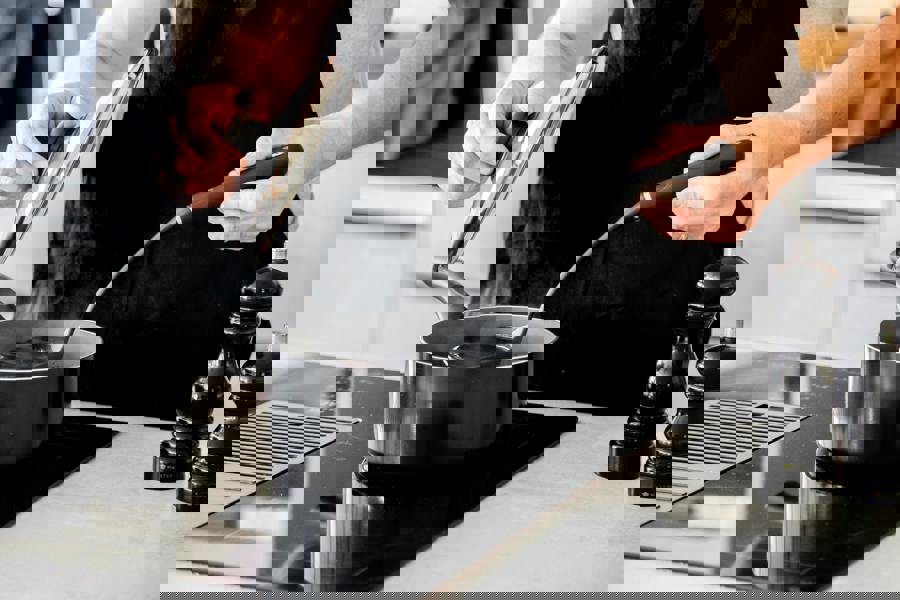 MasterClass 4pc Cooking Set Including Can-to-Pan Non-Stick Saucepan with Lid and 3x Stainless Steel Saucepan Divider Baskets