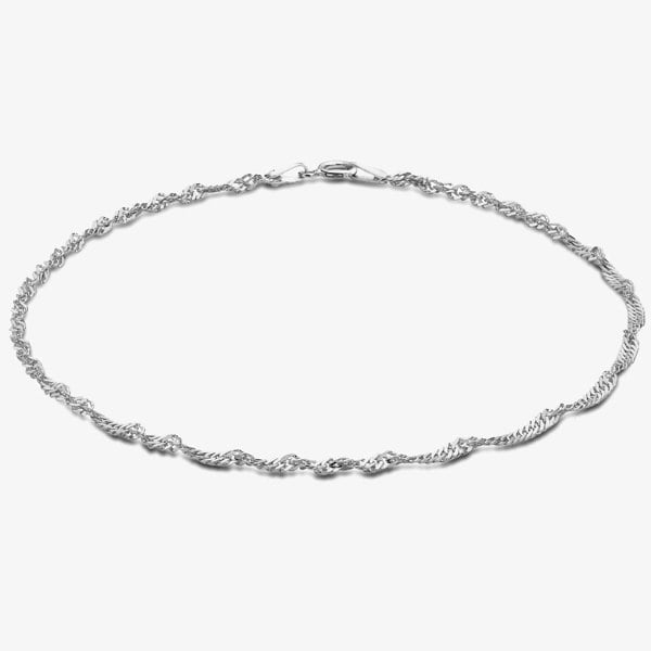 T. H. Baker Sterling Silver 23cm Twisted Curb Chain Anklet 8.23.0474