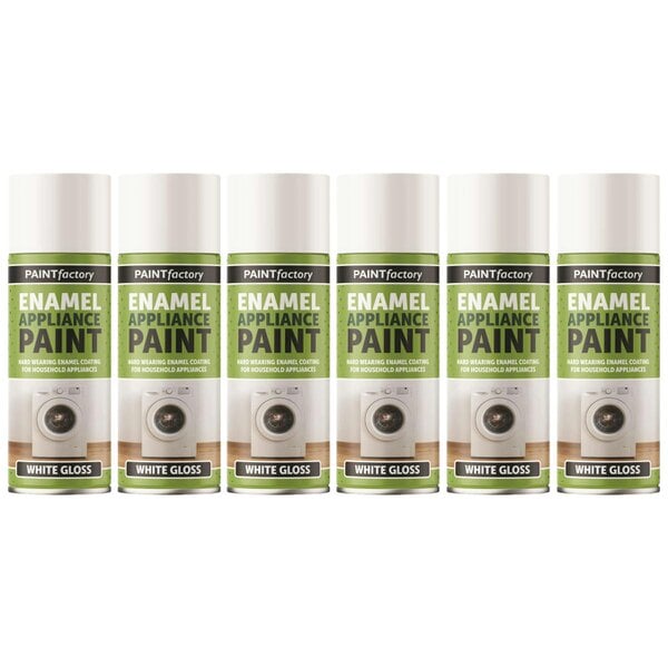Paint Factory 6X White Gloss Enamel Appliance Spray Paint 400ml