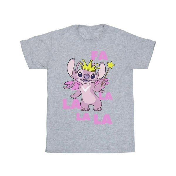 Disney Girls Lilo & Stitch Angel Fa La La Cotton T-Shirt - Sports Grey