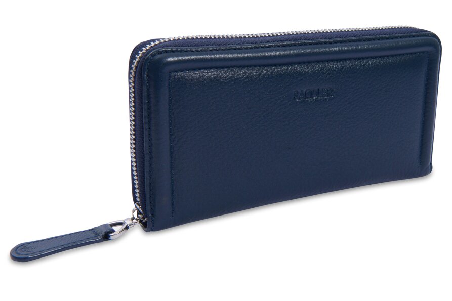 SADDLER "Beatrice" RFID Long Zipper Real Leather Purse (Gift Boxed) - Navy