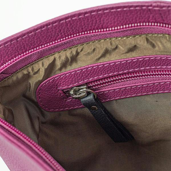 Pia Fine Lines Fuchsia Navy Leather Cross-Body Bag