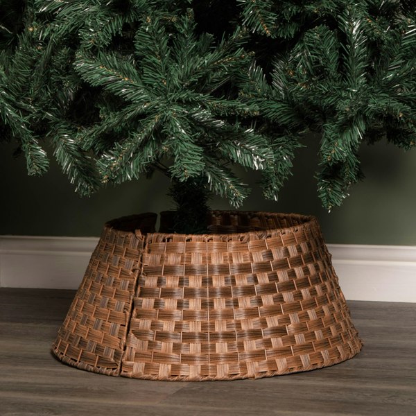 Samuel Alexander 40/58cm Samuel Alexander Medium KD Plastic Wicker Rattan Woven Christmas Tree Skirt in Brown
