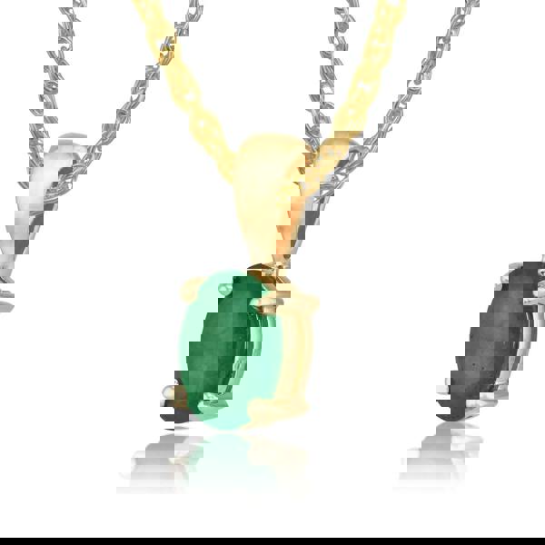 27058 Classic Oval Emerald Pendant in 9ct Yellow Gold 3