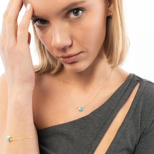 Spero London Turquoise Square Sterling Silver Bracelet