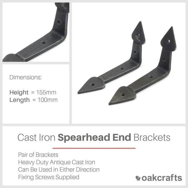 Pair of Antique Cast Iron Spearhead End Shelf Brackets 