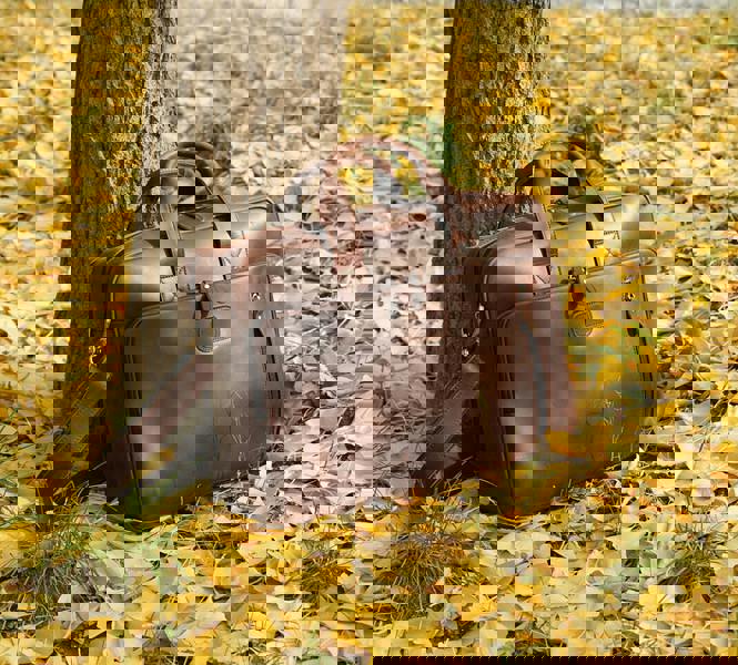 Touribag Genuine Leather Briefcase With Front Leather Patch