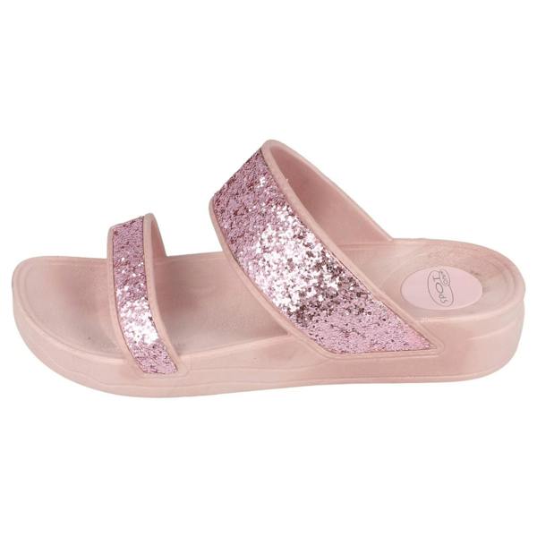Spot On Ladies Spot On Mid Wedge Glitter 2 Bar Mule