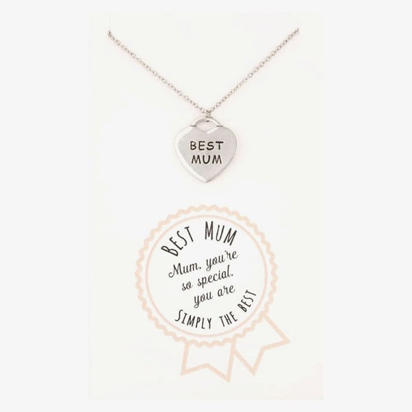T. H. Baker Sentiments Best Mum Engraved Heart Pendant 13788