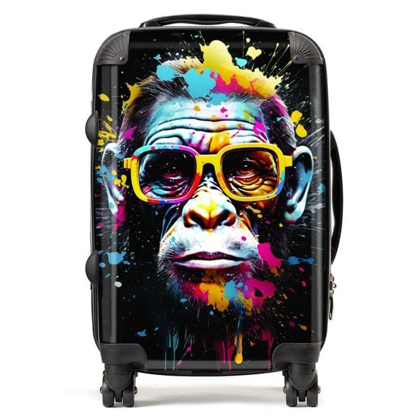 Warren Reed Coloured Splashart Monkey Face Suitcase