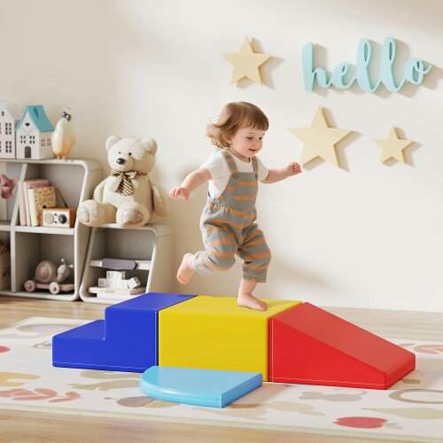 HOMCOM 4-piece Soft Play Set Climb and Crawl Foam Activity Toys