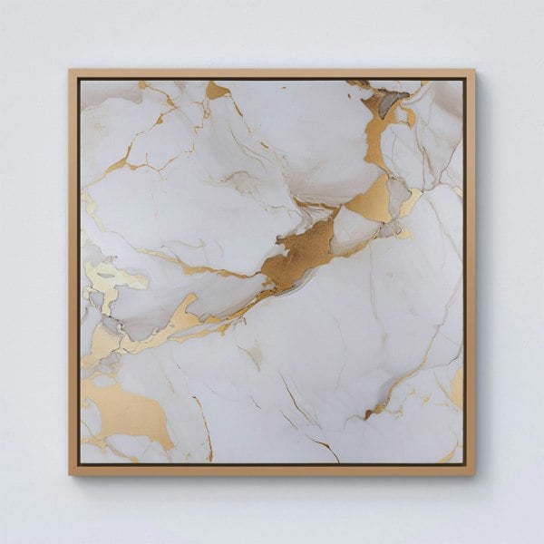 Warren Reed White Marble With Gold Framed Canvas