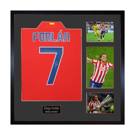 Diego Forlan Signed Atlético Madrid Shirt Elite Frame