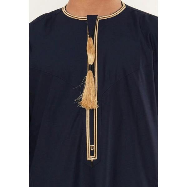 TT-003 - Boy's Emirati Omani Gold Tassel Embroidery Thobe - Navy - Thobez - 10