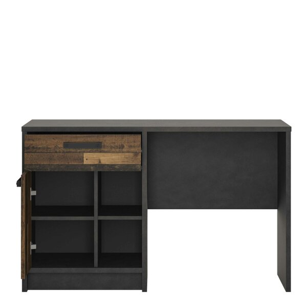 Wyld Haus Whimwick Desk with 1 Door and 1 Drawer in Walnut and Dark Matera Grey