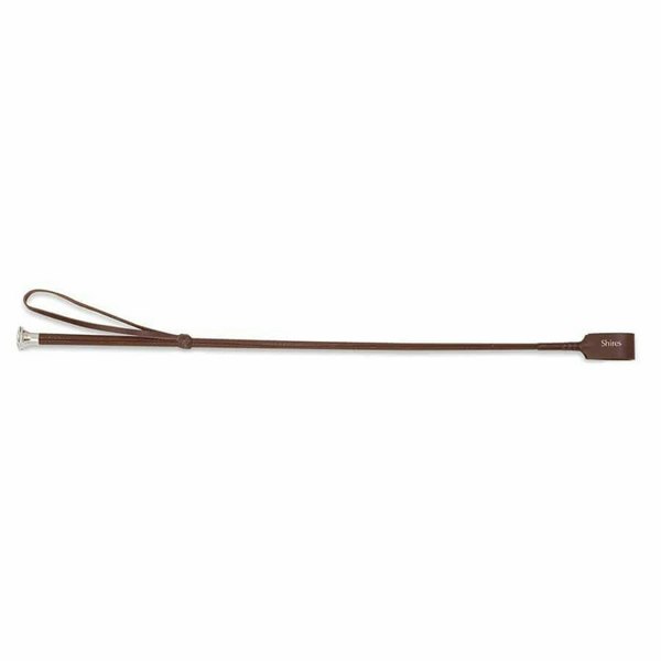 Shires Leather Horse Show Whip - Brown/Silver