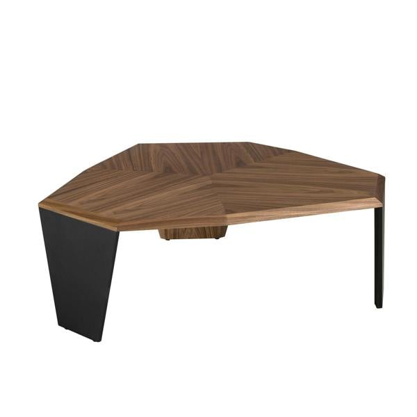 Angel Cerdá Asymmetrical Walnut and Black Pvc Coffee Table 2136