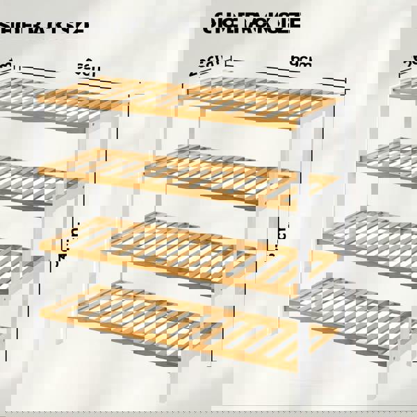 MANTRARAJ Bamboo 4 Tier Shoe Rack Easy Assembly Storage Shelf Organiser Wooden Shoe Rack