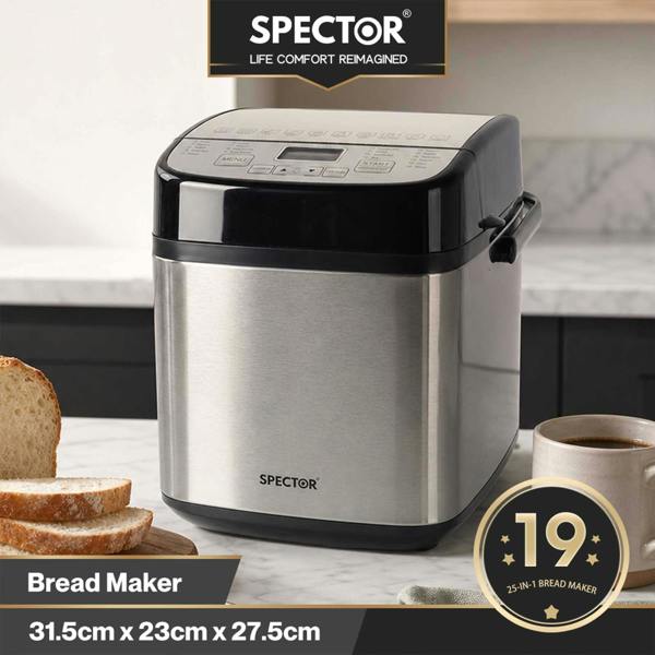 Spector Bread Maker 19 In 1 Compact Machine 15H Timer 1.5Lb for Home Baking