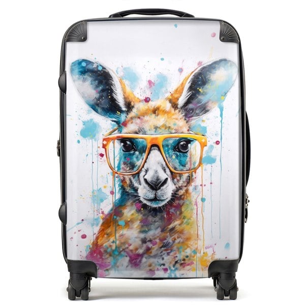 Warren Reed Splashart Kangaroo In Glasses Suitcase